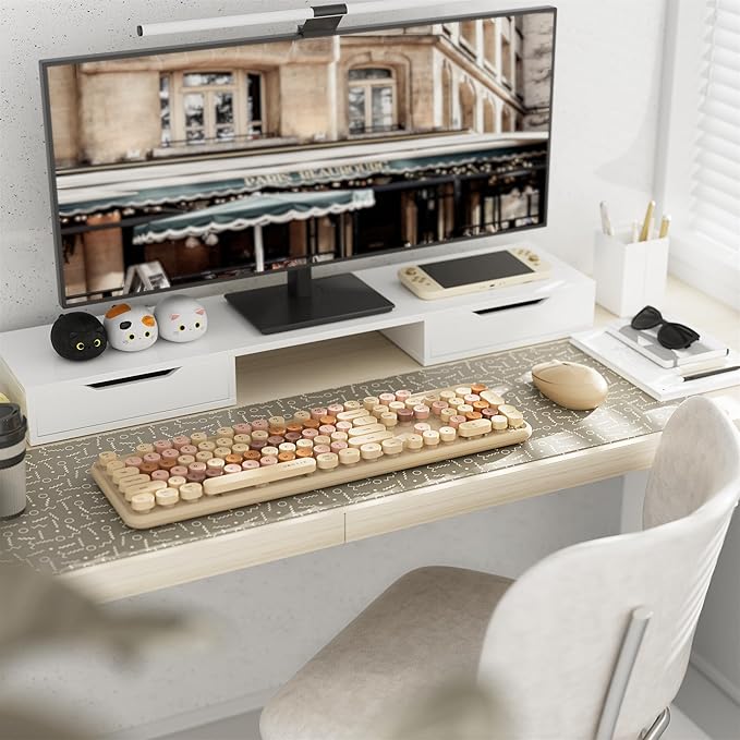 x UBOTIE Colorful Wireless Keyboard and Mouse Combo, Full-Sized Office Keyboard with Typewriter Flexible Keys, 2.4GHz Dropout-Free Connection, Optical Mouse for PC Laptop(Milk Tea Colorful)
