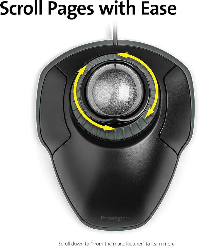 Kensington Orbit Trackball Mouse with Scroll Ring (K75327WW), Black-Grey