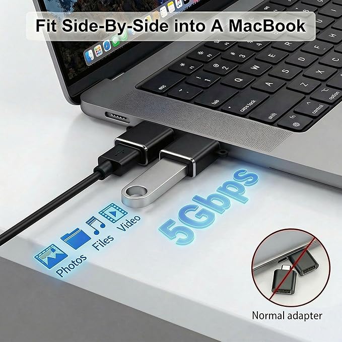 USB C to USB Adapter 6 Pack,Type C Male to USB 3.0 Female,OTG USB Adapter with Portable Key Lanyard,Data Sync Fast Charging Converter for iPhone 17 16 15,Galaxy S24 S23,MacBook,Laptop,Tablet