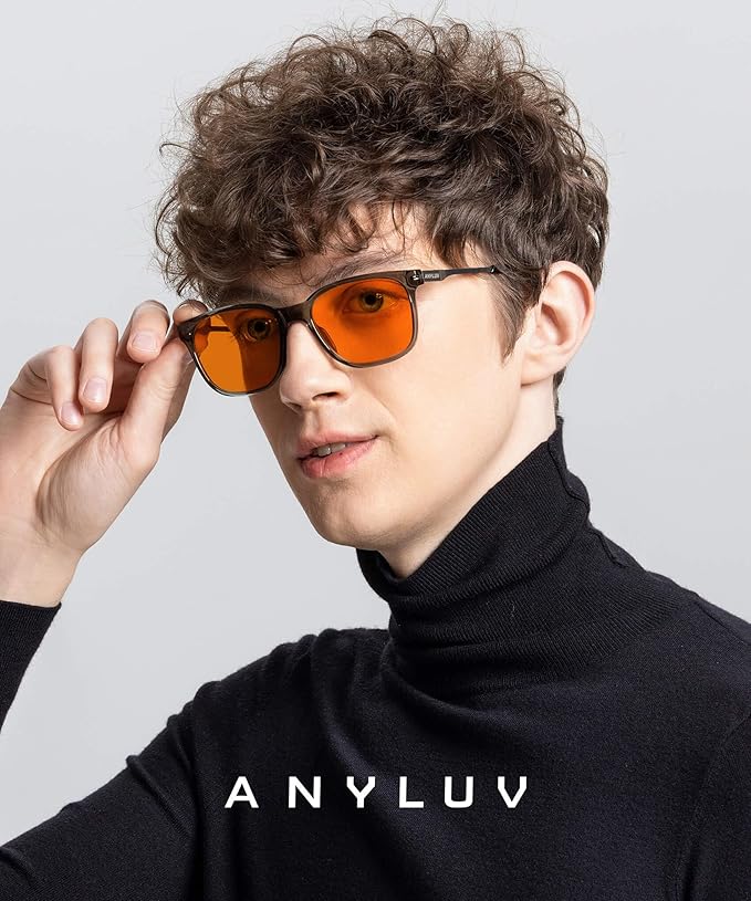 ANYLUV Blue Light Glasses for Men, Lightweight Computer Gaming Glasses, Stylish Anti Eyestrain Blue Light Blocking Men