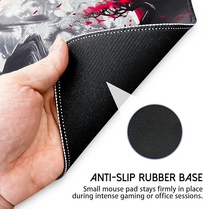 Small Gaming Mouse Pad, Anime Black Mousepad with with Non-Slip Base, Expanded Cool Desk Mat, Mountain Moon Scenery Keyboard Mat Suitable for Home Office,10.2 X 8.3 Inch