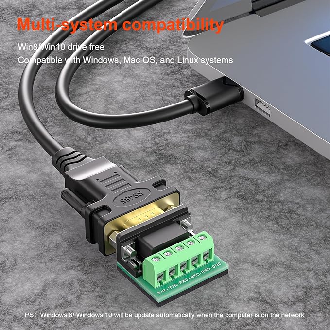 USB to RS485/RS422 Serial Port Converter Adapter Cable with FTDI Chip Supports Windows 11 10 8 7 XP Mac 6 Feet