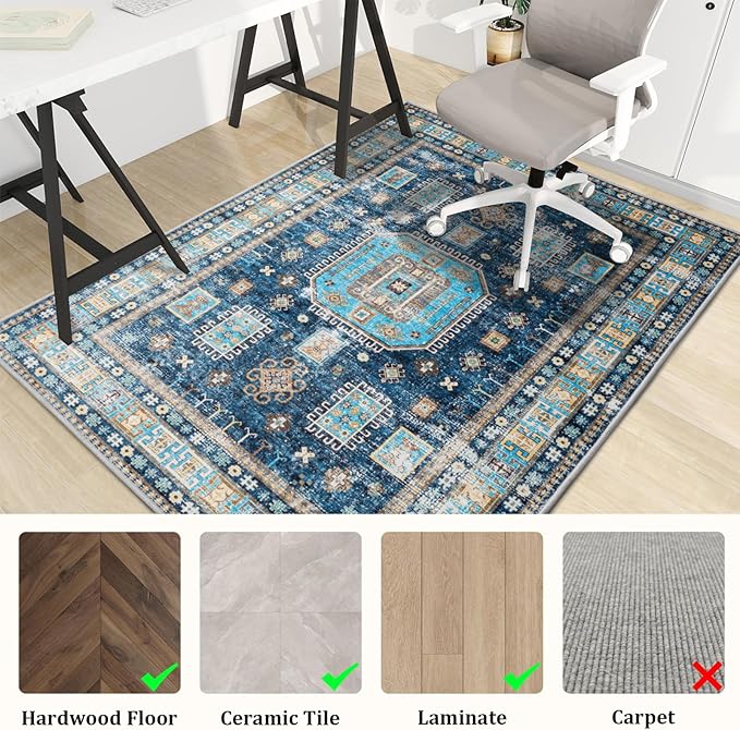 Office Chair Mat for Hardwood Floor, 72"x48" Easy Glide Computer Desk Mat Protector for Rolling Chair Under Desk Rug Nonslip Backing, Machine Wash, (Modern)
