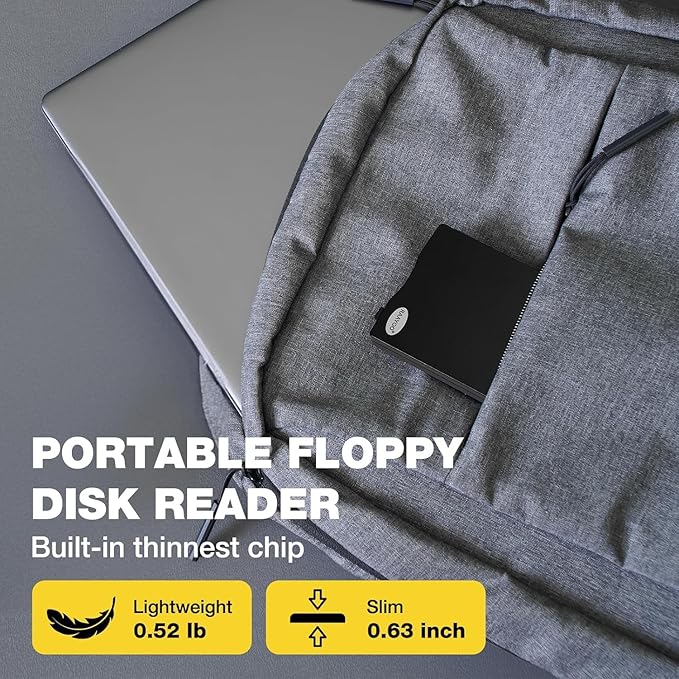 Floppy Disk Reader 3.5 inch USB Floppy Disk Drive External 3 1/2 Floppy disc Reader Portable Floppy Diskette Drive USB C for PC Laptop Notebook Computer with Windows 11/10 (Frosted Texture, 3.5 inch)