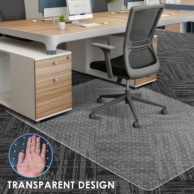 Vicwe Office Chair Mat for Carpeted Floors, 58"X44" Rectangle Desk Chair Mats with Studs for Low and No Pile Carpeted Floors, Easy Glide Computer Desk Chair Mat for Home & Offices