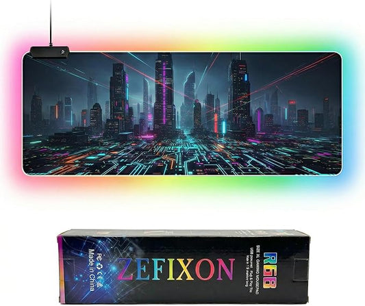 Cyberpunk Circuit RGB Gaming Mouse Pad – 31.5"x11.8" Large LED Desk Mat with Futuristic Circuit Board Design, Non-Slip Rubber Base & Durable Stitched Edge for PC & Laptop Setup(06)