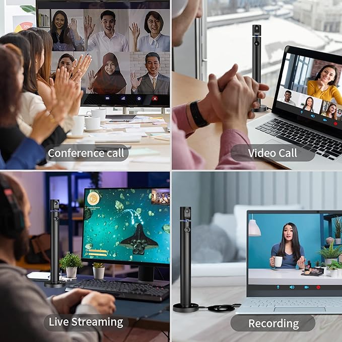CZUR Halo Streaming Dual Webcam, Professional USB Web Camera 1080P with Microphone, 90° View Computer Camera, Plug & Play, Compatible with Windows/Mac, for TikTok/YouTube/Yahoo Messenger