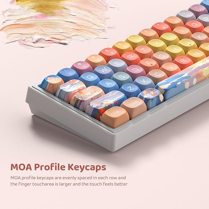 dagaladoo Cute PBT Keycaps Set,Sunset MOA Profile keycaps 60 75 100 Percent,Dye-Sub 134-key Custom Keyboard Keycap for 100% 75% 65% 60% TKL US Layout Mechanical Keyboard