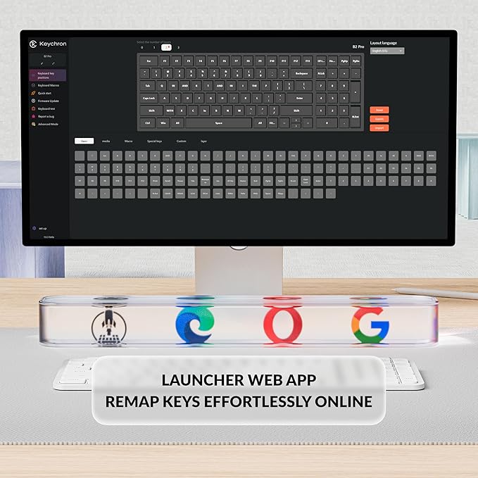 Keychron Ultra-Slim B2 Pro Bluetooth Keyboard 2.4 GHz Wireless Lightweight 96% Launcher Support with Numeric Keypad Compatible for Mac Windows Linux - Ivory White