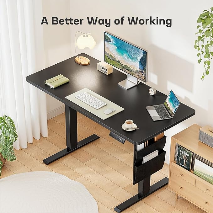 Marsail 55x24 Electric Standing Desk - Adjustable Height Computer Desk with Memory Presets, Storage Bag & Cable Management for Home Office & Gaming Workstations