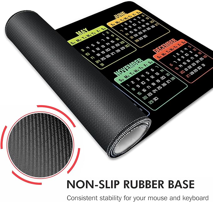 Galdas Gaming Mouse Pad XXL XL Large Long Extended Big Mousepad Non-Slip Rubber Keyboard Mouse Pad with Stitched Edges for Laptop Home Office (2026 Calendar, 31.5 * 11.8)