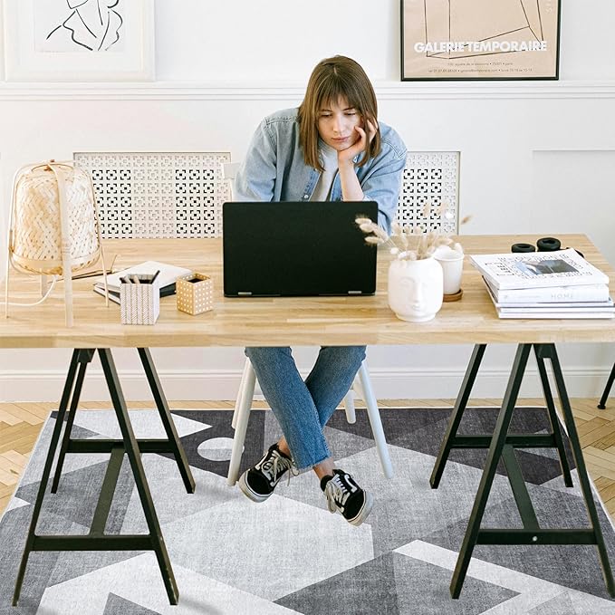 Office Chair Mat for Hardwood Floor, 72"x48" Easy Glide Computer Desk Mat Protector for Rolling Chair Under Desk Rug Nonslip Backing, Machine Wash, (Modern)