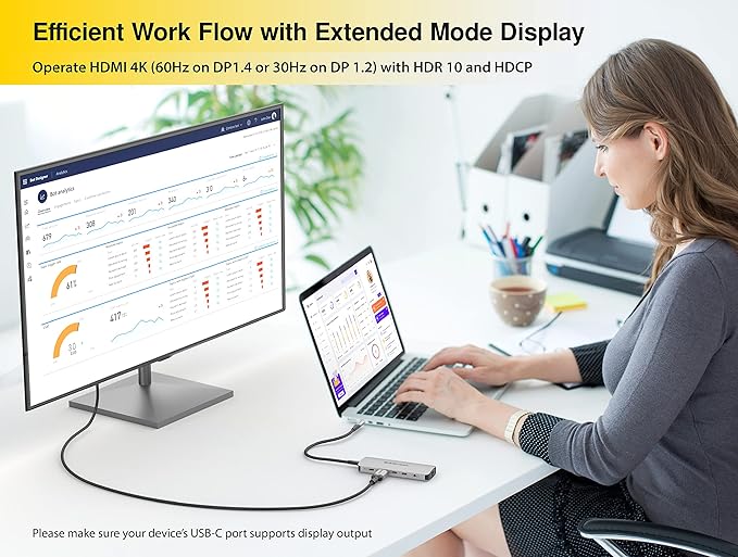 EZQuest USB-C Hub Docking Station 10 in 1 with 4K HDMI 60Hz, 1 GBS Ethernet, 2 USB C Gen 2 10Gbs, 1 PD 3.0, 2 USB-A 3.0, Audio Ports, SD/Micro SD, Compatible with USB Type C/Thunderbolt Computers