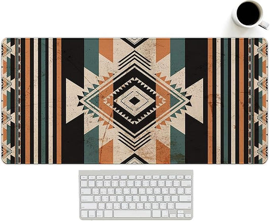 Rug Western Mouse Pad Stuff, Western Desk Accessories Vintage Aztec Rug Desk Mat Retro Native American Mouse Pads for Cowboys Large Gaming Mats for Women Men 23.6x11.8
