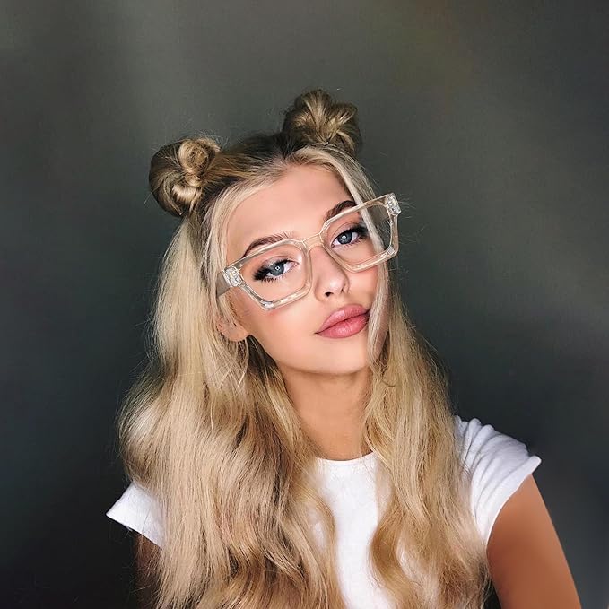 YDAOWKN Oversized Blue Light Blocking Glasses for Woman Rectangle Frame Fashion Chic Preppy Anti Eyestrain