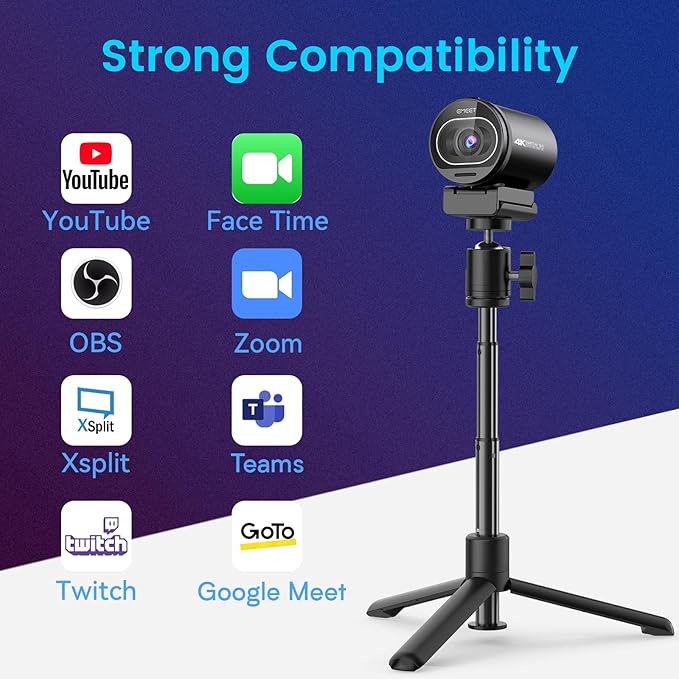 EMEET S600 4K Webcam for Streaming - Sony 1/2.55'' Sensor, PDAF Autofocus, 1080P@60FPS, 2 Noise Reduction Mics, Built-in Privacy Cover, 73° FOV, Streaming Camera for Live Commerce/Gaming/Beauty