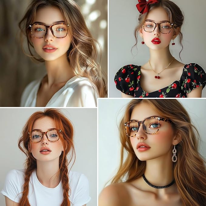 Blue Light Glasses for Woman Men | 99% Blue Light Blocking Glasses for Computer Gaming TV Phone Screen Square Frame | Anti Eyestrain & UV Glare Protection - 3 Pair