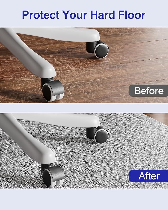Delamu Office Chair Mat for Hardwood Floor, 30"×48" Non-Slip PVC Woven Desk Chair Mat, Heavy Duty Hard Floor Protector for Rolling Chair, Office Desk Chair Mats, Light Gray