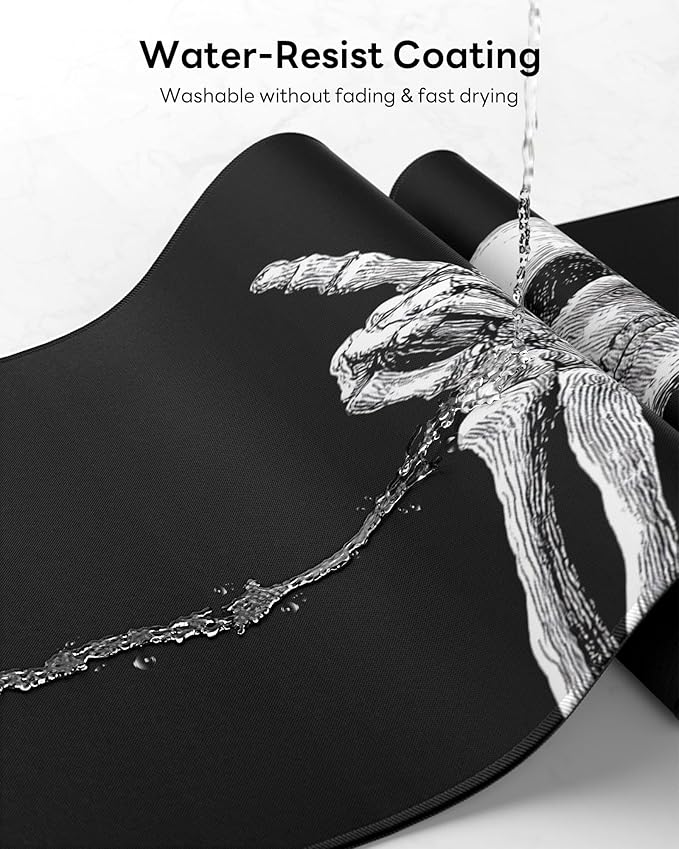 XL Gaming Mouse Pad, 31.5x15.7'' Large Desk Mat with Anti-Slip Rubber Base & Stitched Edges for Gaming, Office, Home, Fun Skull