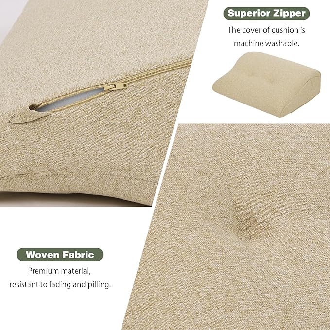 baibu Lumbar Support Pillow for Recliner, Large Memory Foam Dual-Layer Patent Design Back Support Cushion for Sofa & Gaming Chair, Ergonomic Lumbar Pillow with Machine Washable Cover, Beige