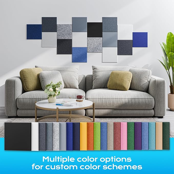 12 Pack Self-Adhesive Acoustic Panels, 12" X 12" X 0.4" High-Density Sound Proof Foam Panels for Walls, Soundproof Wall Panels for Home & Office (Light Blue)