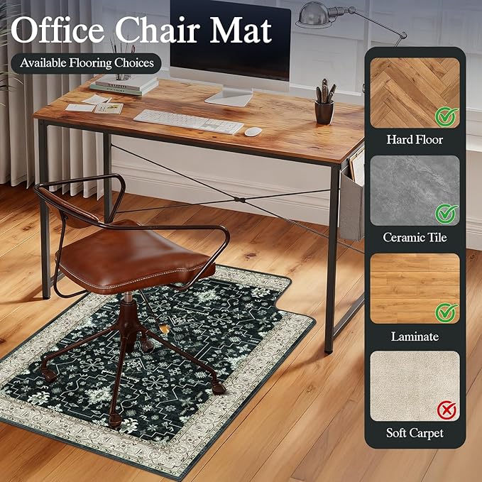 Office Chair Mat for Hardwood Floor & Tile Floor,36"X 48" Heavy Duty Desk Chair Mat for Hard Floors, Under Desk Rug for Rolling Computer Chair,Anti Slip,Low Pile Carpet Protector-Convex Frame