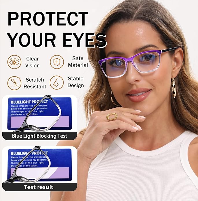 SIGVAN Ladies Reading Glasses Blue Light Blocking Spring Hinge Fashion Pattern Print Eyeglasses for Women