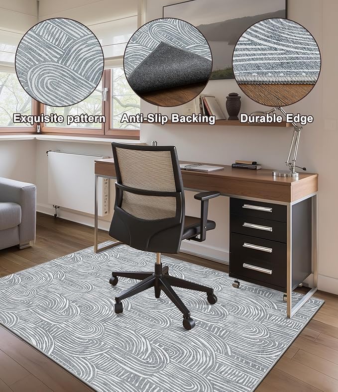 chakme Office Chair Mat for Hardwood Floor, 72"x48" Easy Glide Computer Desk Mat Protector for Rolling Chair Under Desk Rug Nonslip Backing, Machine Wash, (Arc)