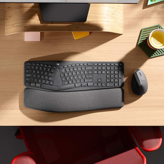 Logitech Ergo K860 Wireless Ergonomic Keyboard with Wrist Rest and MX Vertical Wireless Mouse