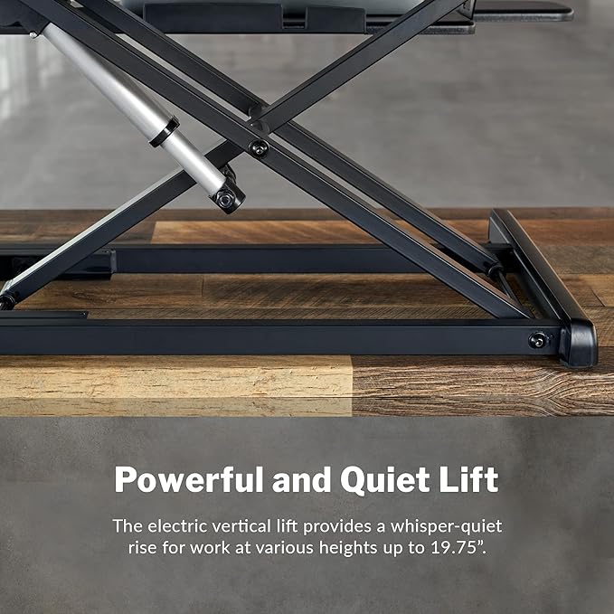 Vari VariDesk Pro Plus 36 - Electric Standing Desk Converter -11 Height Settings + Spring-Loader Lift, 2 Tier Design with Keyboard Tray or Laptop Stand – Fully Assembled (Walnut)