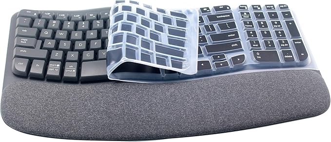 Ultra Thin Desktop PC Silicone Keyboard Cover Skin Protector Compatible with Logitech Wave Keys MK670 Wireless Keyboard, 2023 Logitech Wave Keys Wireless Keyboard Skin (Black)