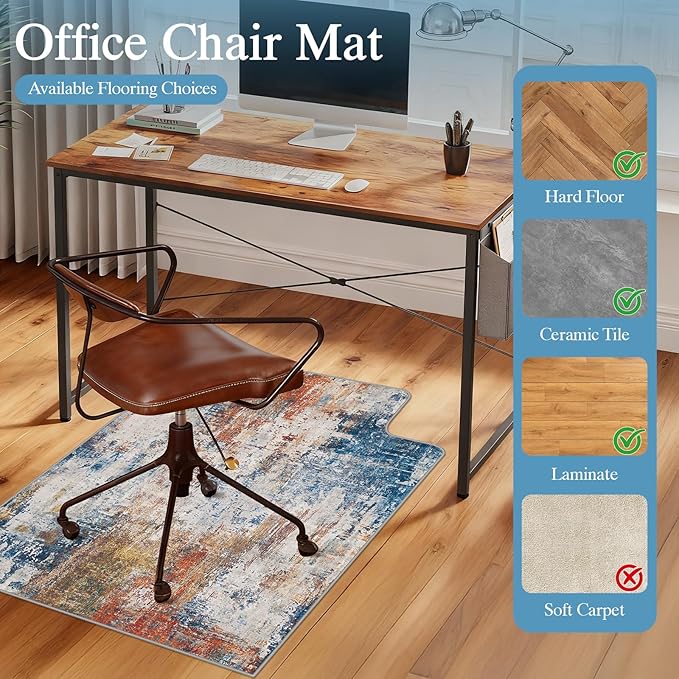 Office Chair Mat for Hardwood Floor & Tile Floor,36"X 48" Heavy Duty Desk Chair Mat for Hard Floors, Under Desk Rug for Rolling Computer Chair,Anti Slip,Low Pile Carpet Protector-Convex Multii