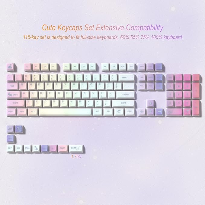 Womier Keyboard Keycaps Jelly - Shine Through keycaps, Transparent Clear Key Cap, Custom 60 65 75 100 Percent for Cherry MX, Outemu, Gateron Mechanical Keyboards (MDA Profile-Starry Sky)
