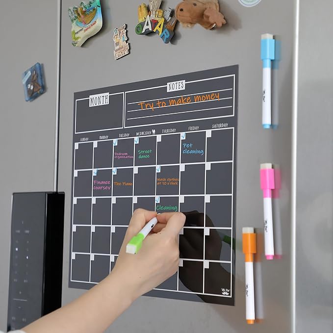 Mr. Pen- Dry Erase Calendar for Fridge, Magnetic, 14.7 x 11.8, Magnetic Calendar with 4 Dry Erase Markers, Magnetic Calendar for Fridge, Magnetic Whiteboard Calendar, Dry Erase Fridge Calendar