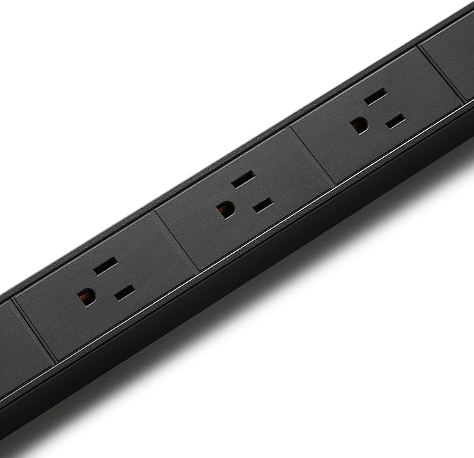 Amazon Basics Surge Protector Power Strip, 12-Outlet, Heavy Duty, Metal, 600 Joules, 6ft Extension Cord, Wide Spaced, Mountable, Black