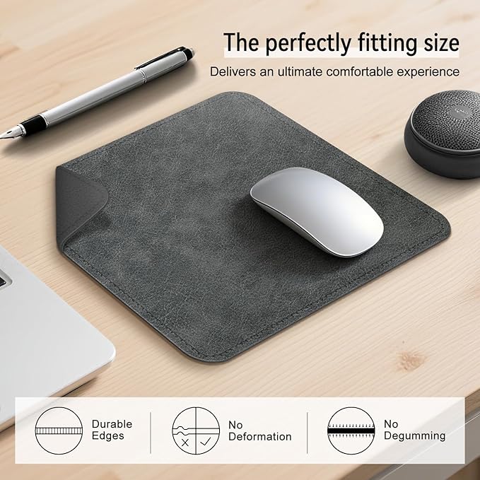 Imitation Crazy Horse Leather Desk Mat - Waterproof Desk Pad - Ideal for Large Mouse Pad and Desk Mats on Top of Desks (Gray+Dark Gray, 11"*8")