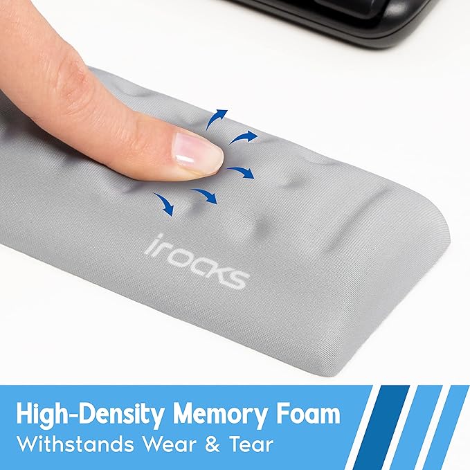 i-Rocks Memory Foam Mouse Wrist Rest - Pain-Reducing Wrist Rest for Mouse - Non-Slip Rubber Base Wrist Rest - Cooling Mouse Wrist Support for Long Hours of Work, Studying, Gaming