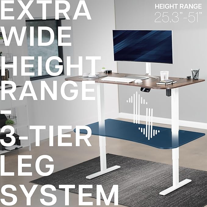 VIVO Electric 63 x 32 in Rustic Standing Desk, Memory Height Adjustment, 176 lb Frame Support, 2E Series, Vintage Brown Top White Frame, DESK-KIT-2EWN