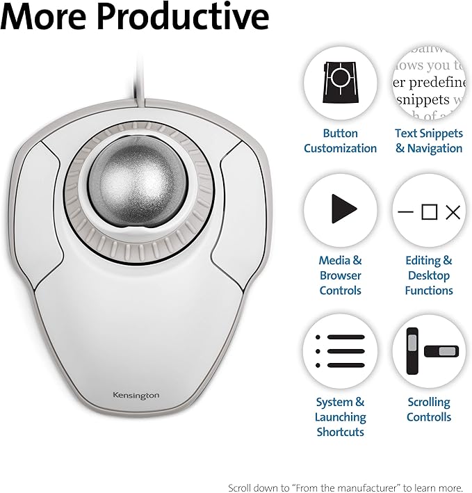 Kensington Orbit Trackball Mouse with Scroll Ring (White) (K72500WW)
