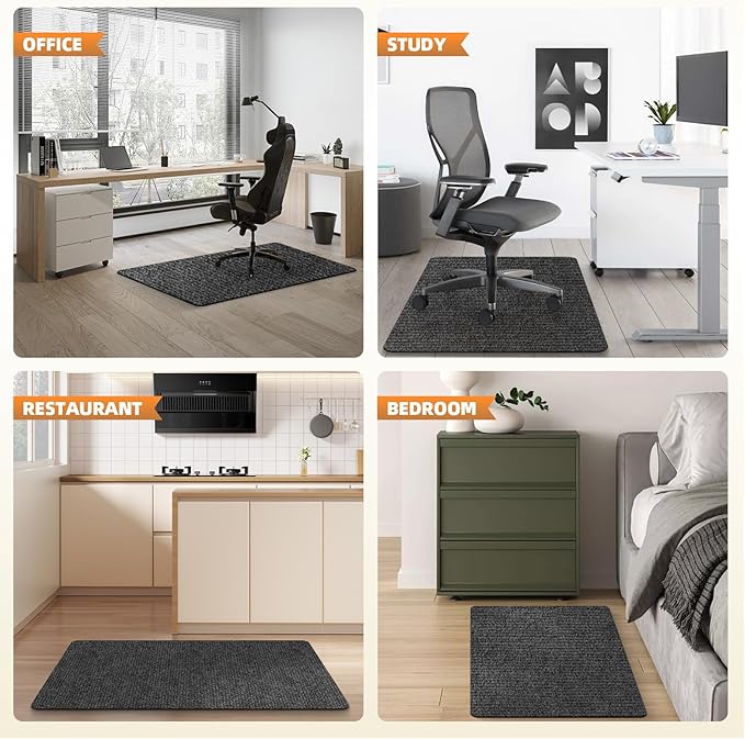 HomeMall Office Chair Mat for Hardwood and Tile Floor, 48" x 36" Computer Desk Chair Mat, Anti-Slip Mat for Rolling Chair, Large Floor Protector for Home Office, Dark Gray