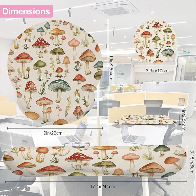 Retro Mushrooms Ergonomic Wrist Support Keyboard Mouse Wrist Rest Set, Computer Office Comfortable Wrist Rest for Mouse Easy Typing