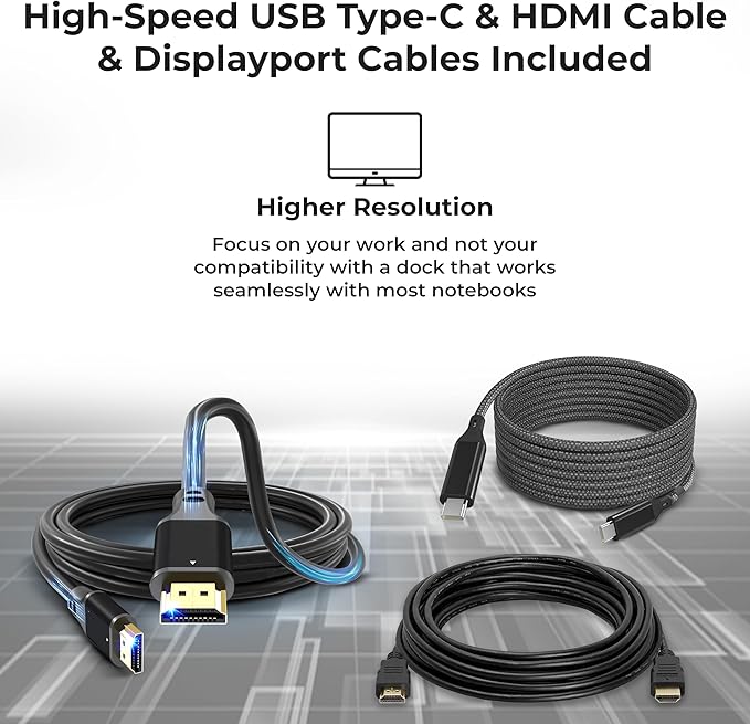 40AF0135US Lenovo Docking Station Dual Monitor Hybrid USB-C with USB-A - 1 Year Warranty, Thinkpad Dock w/ 135W Adapter, ANYHDD HDMI, DisplayPort, USB-C Cables, Cloth - Lenovo Laptop Docking Station