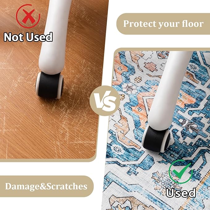 chakme Office Chair Mat for Hardwood Floor, 60"x45" Easy Glide Computer Desk Mat Protector for Rolling Chair Under Desk Rug Nonslip Backing, Machine Wash, (Boho)