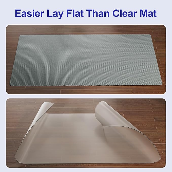 Delamu Office Chair Mat for Hardwood Floor, Heavy Duty Hard Floor Protector for Chairs, Anti-Slip PVC Woven 36"×48" Computer Desk Chair Mat for Home Office, Dark Gray
