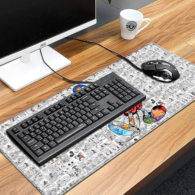 Mouse Pad Cute Character Design Stitched Edge Mousepad Non-Slip Rubber Desk Pad Funny Table Mat for Gaming and Gift(13.8 x 31.5 Inch)