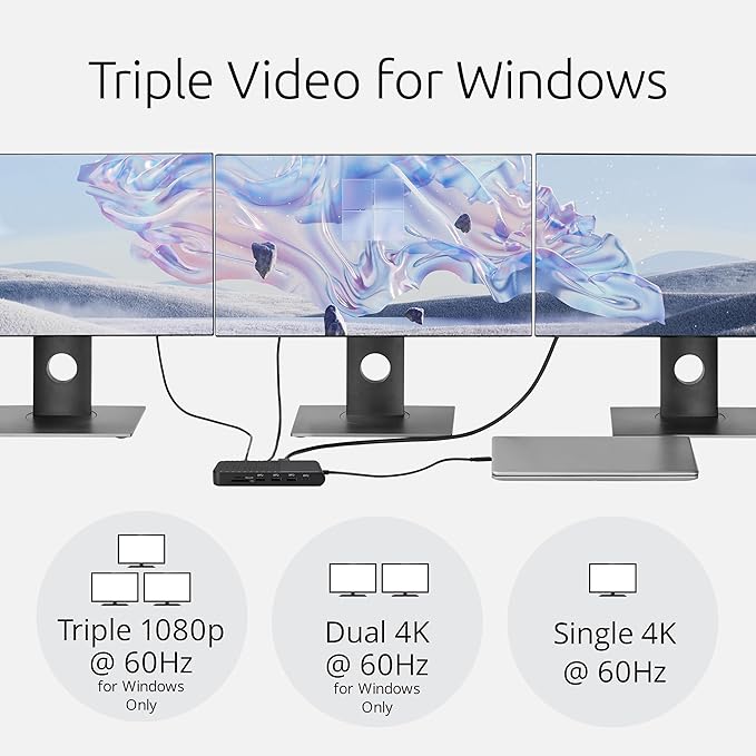 Kensington UH1510P 11-in-1 USB-C Triple Video Hub, Triple 4K at 60Hz, 85W PD, Compatible with MacBook M1/M2/M3/M4, Dell, HP, and Lenovo Laptops (K34040WW) Black