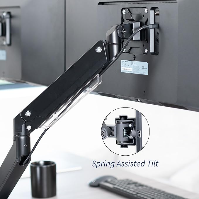 VIVO Premium Aluminum Heavy Duty Arms, Fits 2 Ultrawide Monitors up to 38 inches, Widescreen Dual Monitor Desk Mount with Instant Pneumatic Spring Height Adjustment VESA Stand, STAND-V102G2