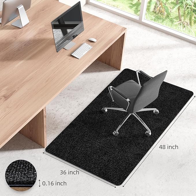 HomeMall Office Chair Mat for Hardwood and Tile Floor, Computer Chair Mat, Non-Slip Floor Protector, Under Desk Mat for Rolling Chair, Slate Black(48"x36")