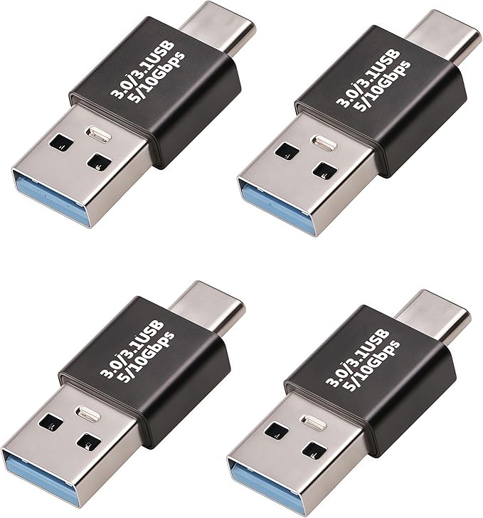 Pastall 𝟒𝐏𝐚𝐜𝐤 𝐔𝐩𝐠𝐫𝐚𝐝𝐞𝐝 USB 3.1 Male to USB C Male Adapter ，USBc/Typec Male to USB Male Converter, Compatible with Mobile Phones/Computers/Notebook Computers/Mobile Phones