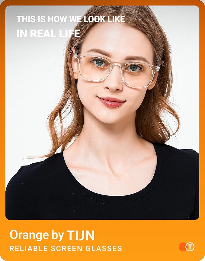 TIJN Sleep Glasses Blue Green Light Blocking Dual AR Coatings Amber Lens for Computer Gaming Screen Fatigue & UV Protection